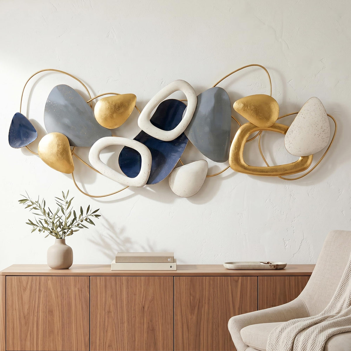 Axioglo 59" Large Wall Decor,3D Abstract Metal Wall Art for Living Room