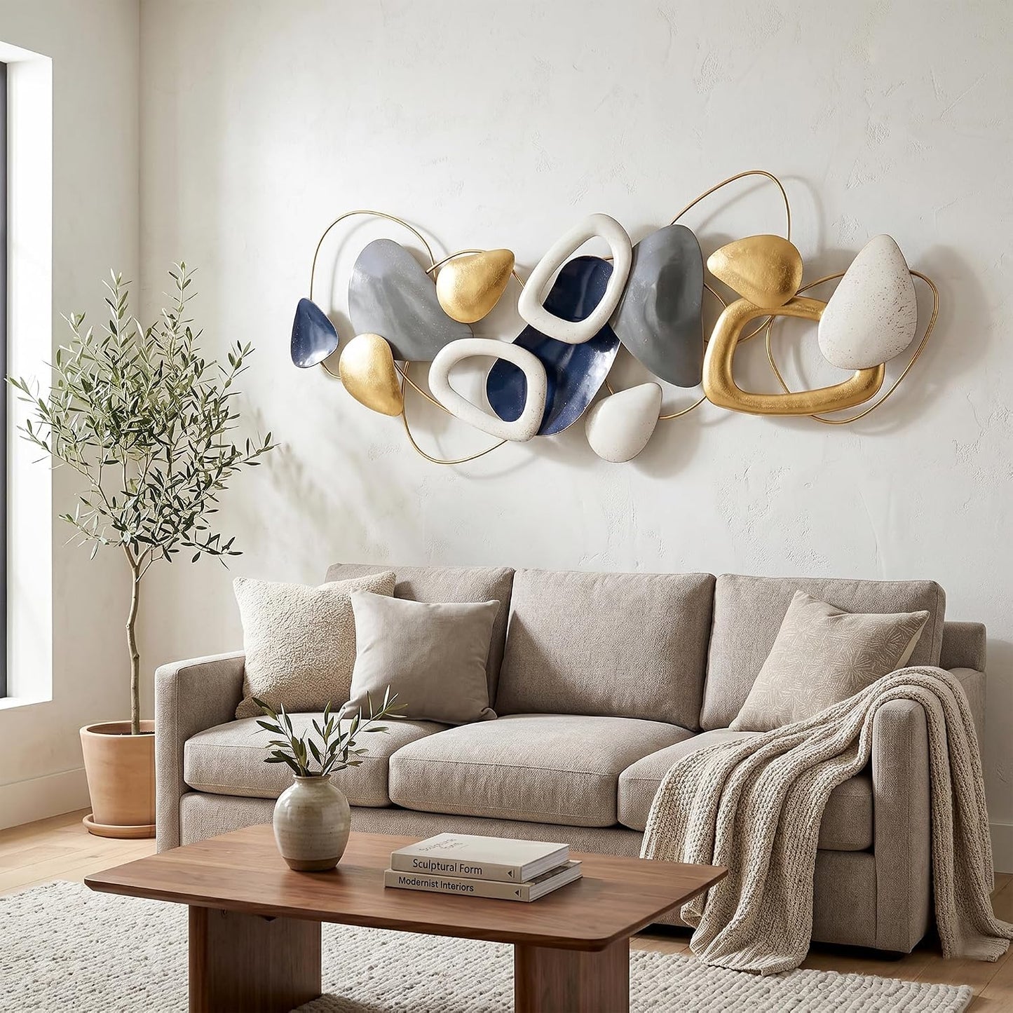 Axioglo 59" Large Wall Decor,3D Abstract Metal Wall Art for Living Room
