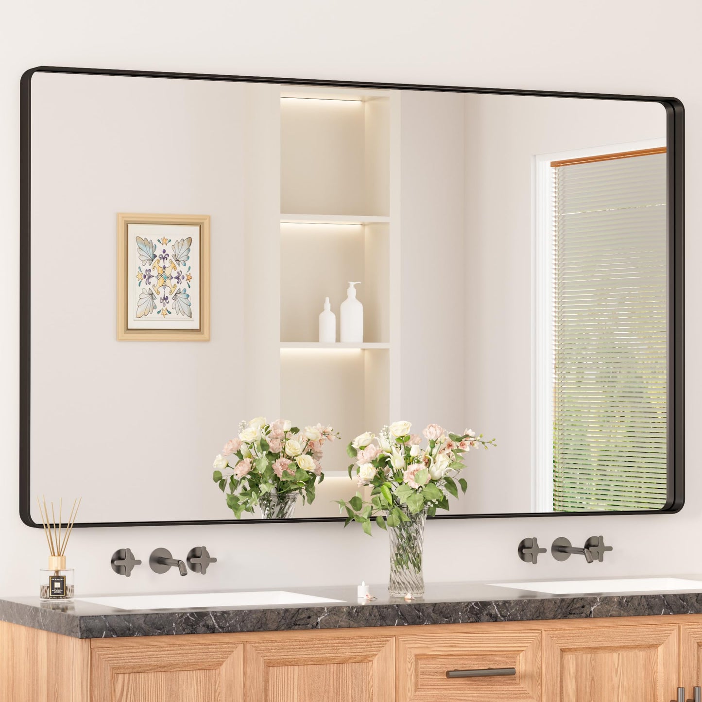 Keonjinn 20 x 30 Inch Brushed Nickel Bathroom Mirrors for Over Sink
