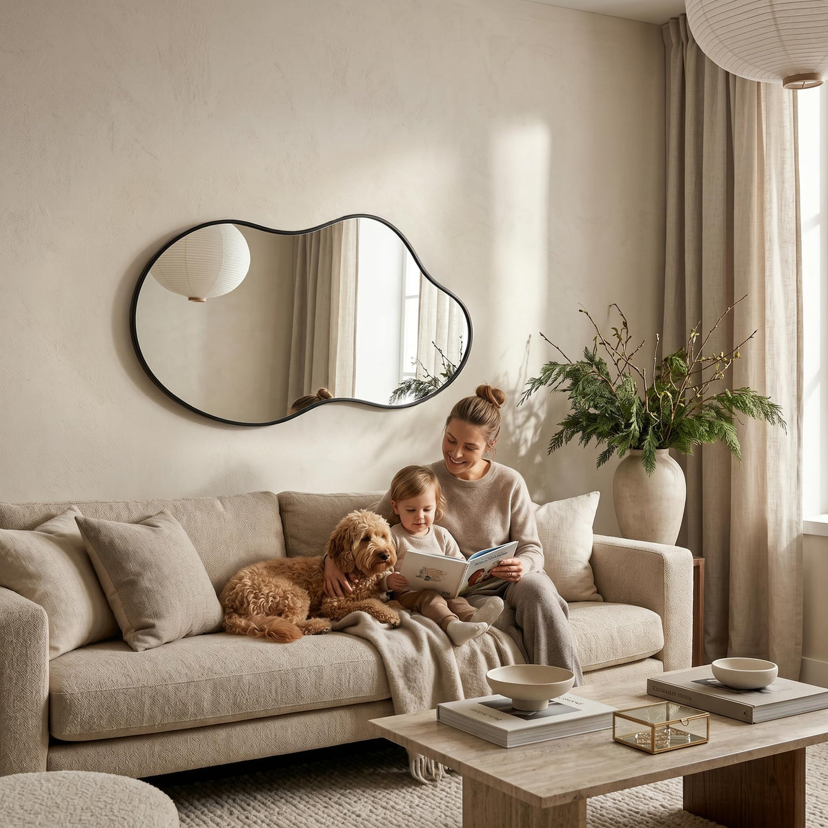 Irregular Wall Mirror 24×40 Inch Wall Mirrors Decorative Gold Modern Asymmetrical Abstract Mirror for Bathroom Bedroom Living Room Entryway Hallway
