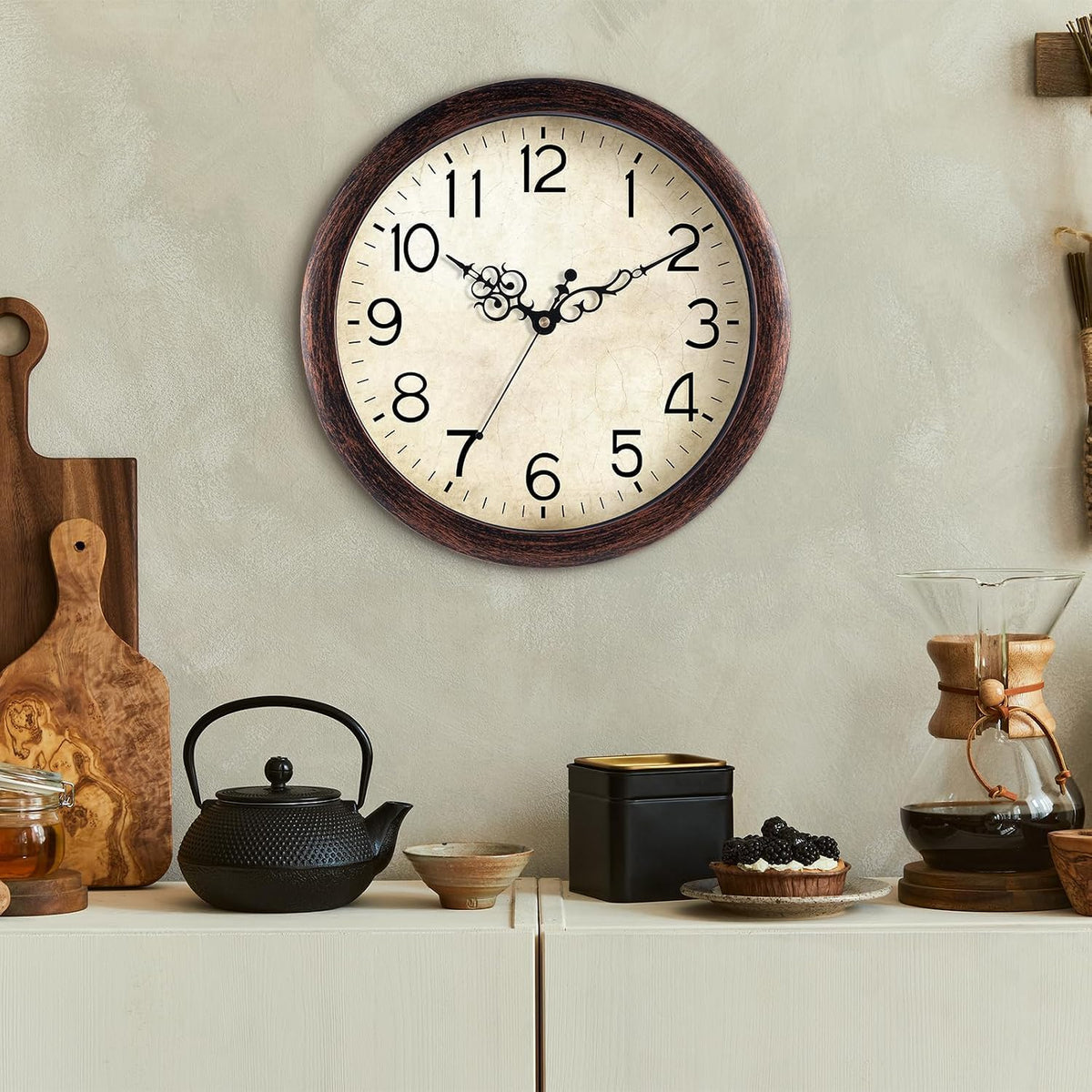 KECYET Wall Clock Vintage Battery Operated Quartz Silent 8" for Kitchen