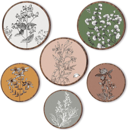 Barydat 6 Pcs Boho Wooden Plant Wall Art Decor,Retro,8 Inch, 10 Inch