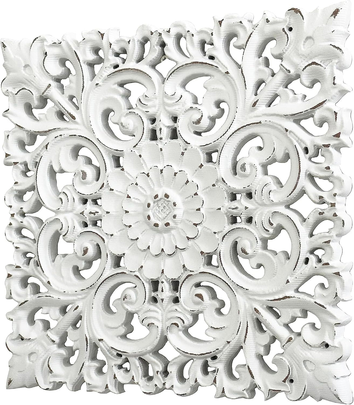 Musanpou Unique Hand Carved Wooden Wall Panels with Hanging Floral Decorations - Rustic Farmhouse Living Room and Bedroom Wall Decoration