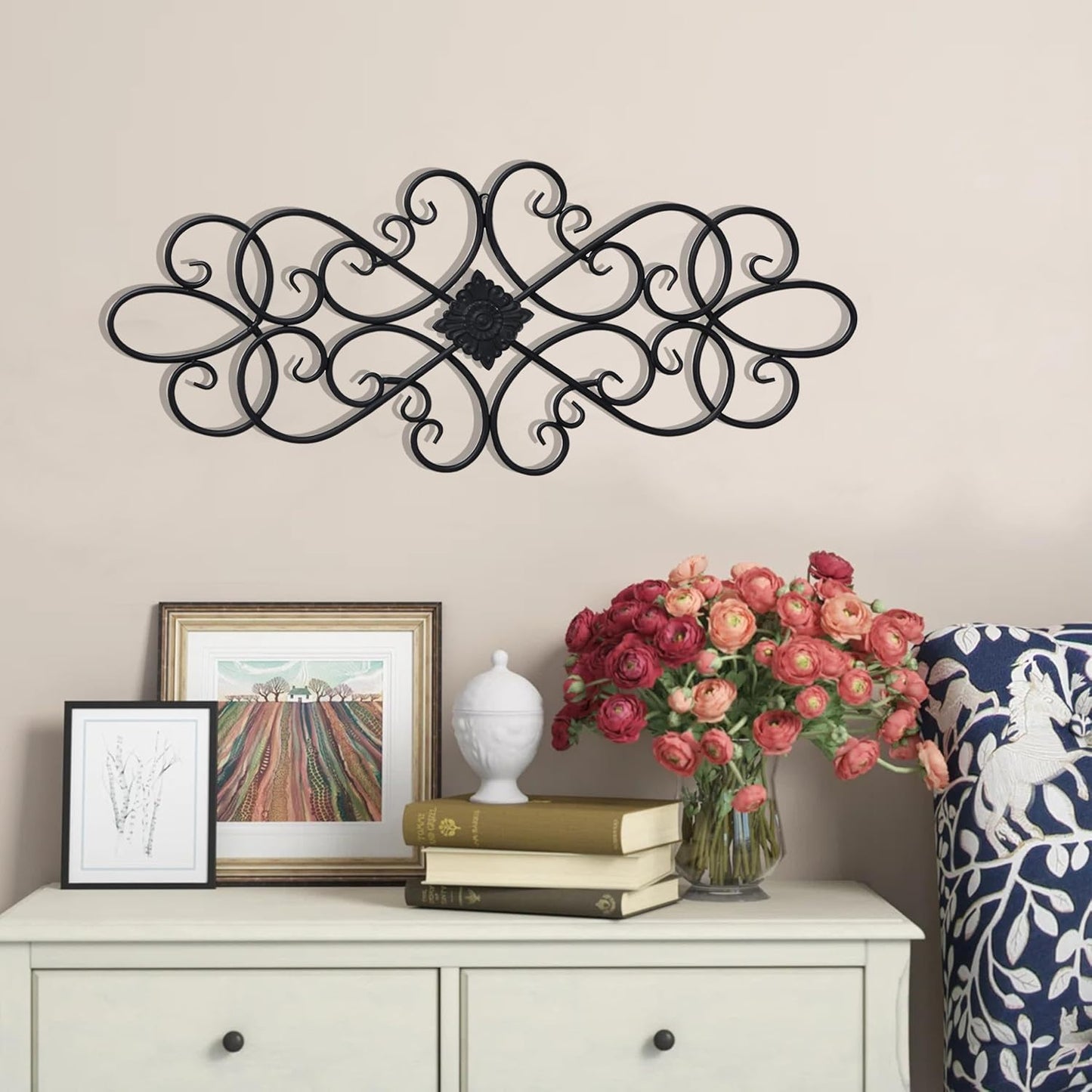 Sintosin Black Wrought Iron Wall Decor 32" x 13"