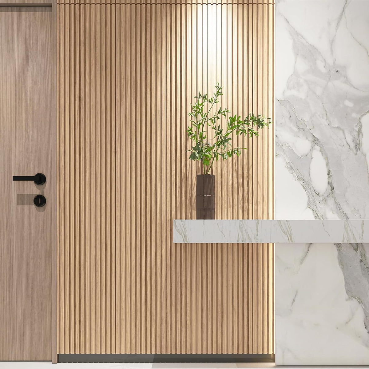 Art3d 108 x 5.7 Inch Slat Solid Wood Wall Paneling for Interior Decor, Oak