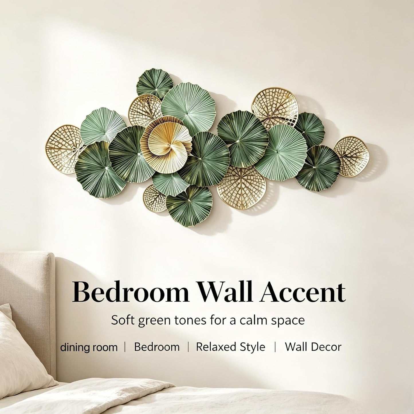 Roivikis Large Metal Wall Art Decor, 3D Abstract Lotus Leaves Wall Handcrafted Modern Decoration for Indoor Outdoor for Living Room, Bedroom, Entryway 52" x 24"