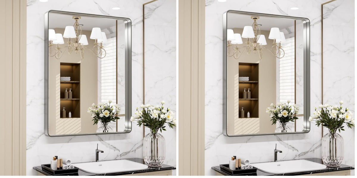 LOAAO 22X30 Inch Black Bathroom Mirror Metal Framed