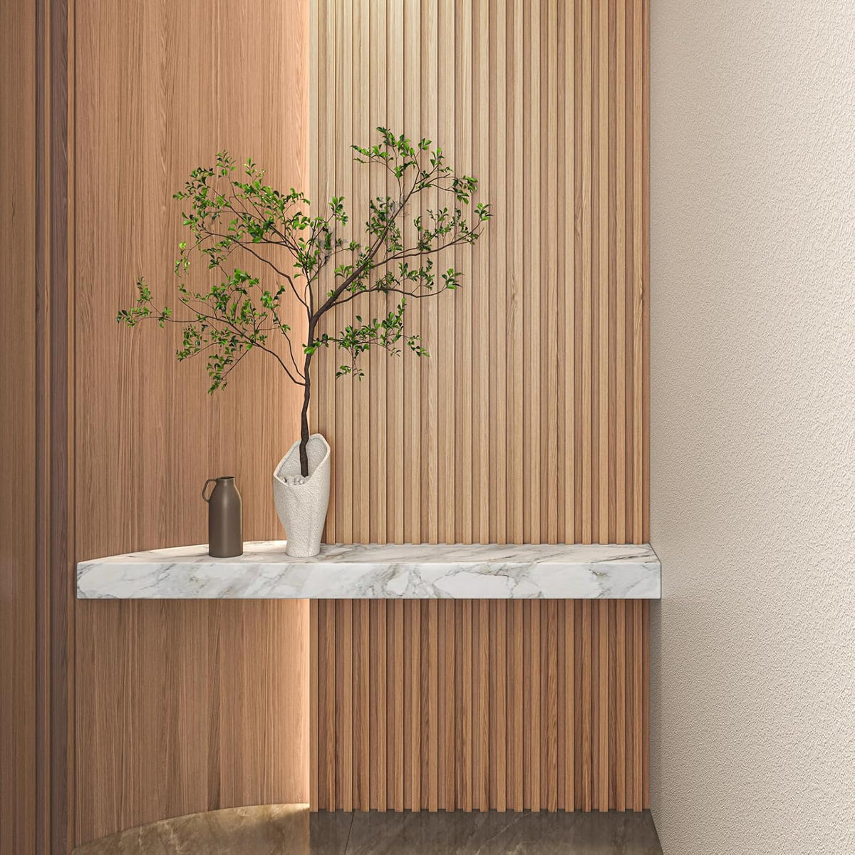 Art3d 108 x 5.7 Inch Slat Solid Wood Wall Paneling for Interior Decor, Oak