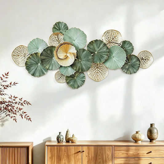 Roivikis Large Metal Wall Art Decor, 3D Abstract Lotus Leaves Wall Handcrafted Modern Decoration for Indoor Outdoor for Living Room, Bedroom, Entryway 52" x 24"