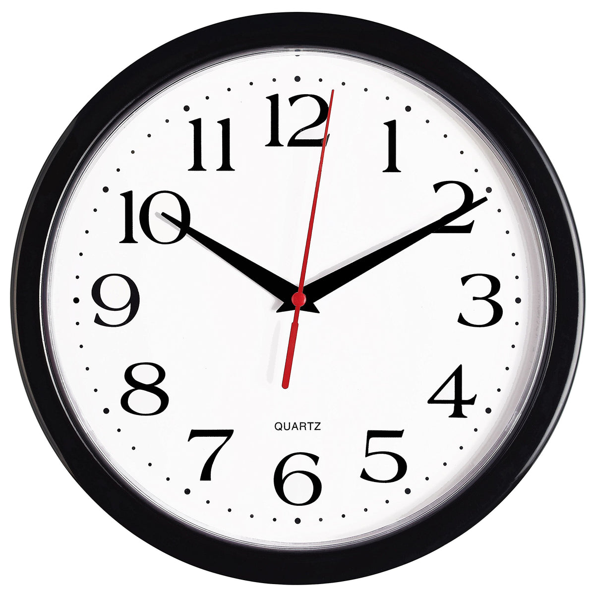 Bernhard Products Black Wall Clock Silent Non Ticking 12 Inch Quality Quartz Battery Operated Round Easy to Read Home/Office/Kitchen/Classroom/School Clocks