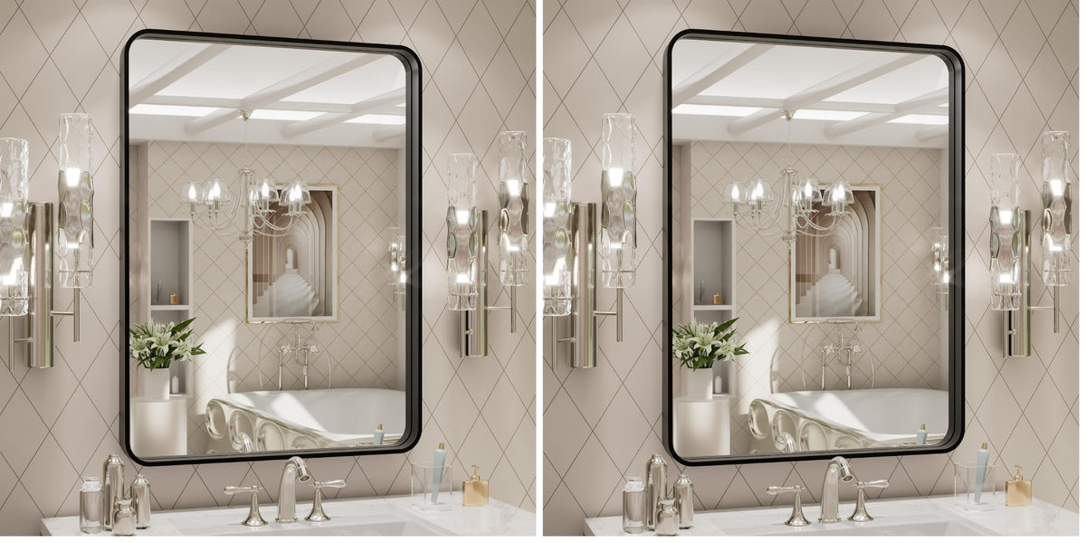 LOAAO 22X30 Inch Black Bathroom Mirror Metal Framed