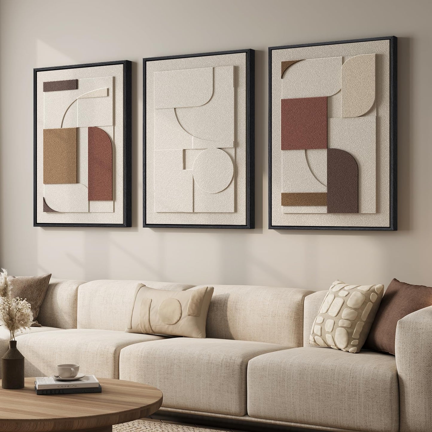 Large Wood Abstract Wall Art for Living Room, Modern 3D Artwork for Walls