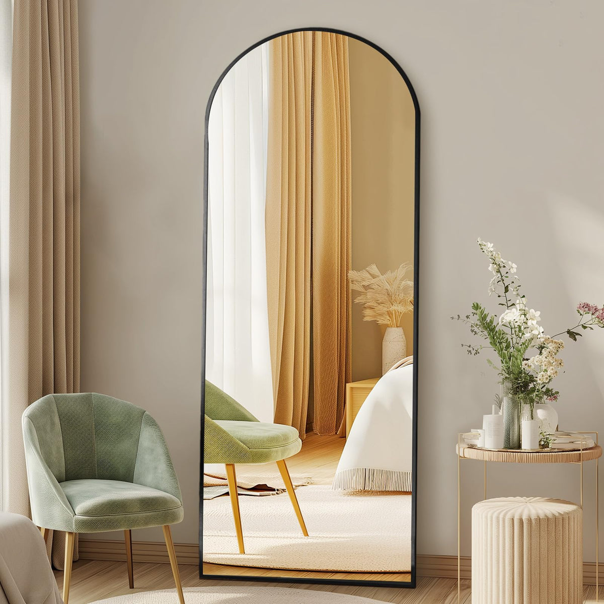 DUMOS 64"x21" Full Length Mirror with Stand, Full Body Floor Mirror
