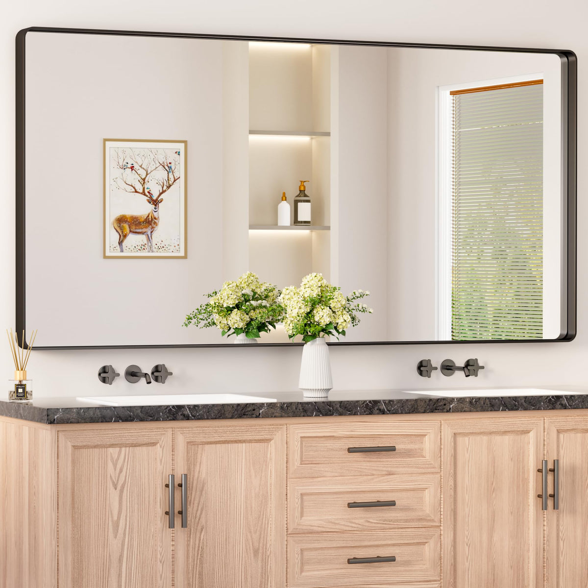 Keonjinn 20 x 30 Inch Brushed Nickel Bathroom Mirrors for Over Sink