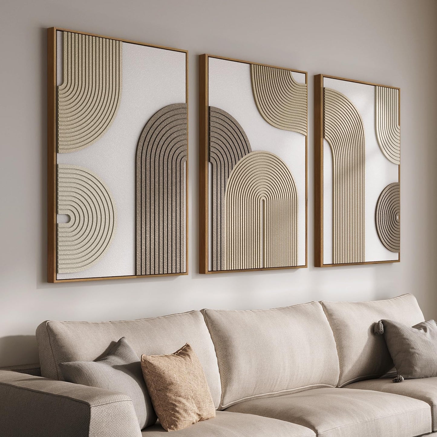 Large Wood Abstract Wall Art for Living Room, Modern 3D Artwork for Walls