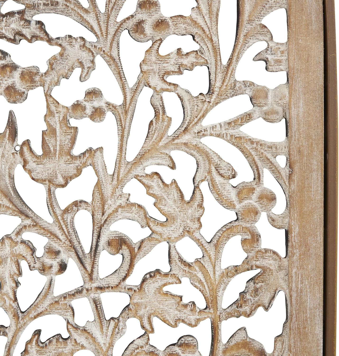 Deco 79 Wooden Floral Handmade Home Wall Decor Arched Wall Sculpture with Intricate Carvings, Set of 2 Wall Art 15"W, 36"H, Brown